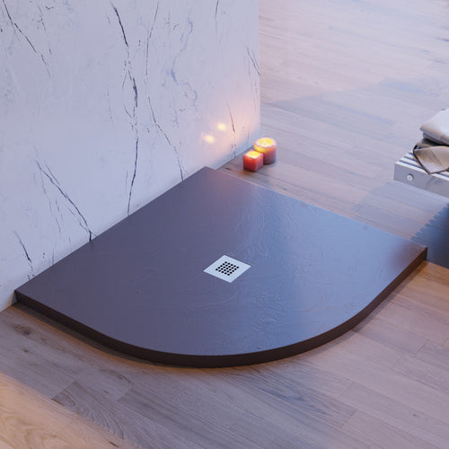 Piatto Doccia Semicircolare Cioccolato effetto pietra cemento