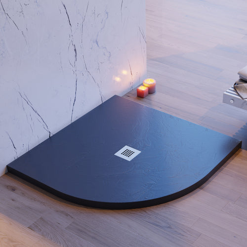 Piatto Doccia Semicircolare Grigio Scuro effetto pietra cemento