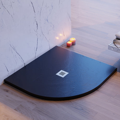 Piatto Doccia Semicircolare Nero effetto pietra cemento