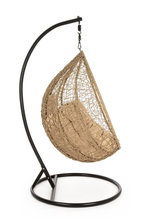 Poltrona a dondolo sospesa "Amirantes" per giardino e veranda in rattan con cuscino