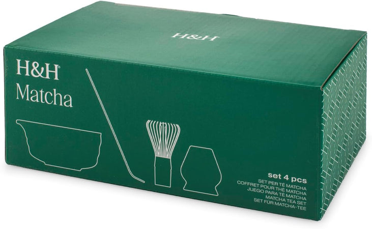 H&H Confezione 4 pezzi matcha tea in porcellana grigio