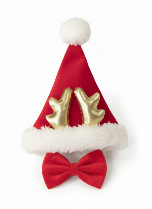 Ferribiella Xmas Cappello e Papillon di Natale per Cane