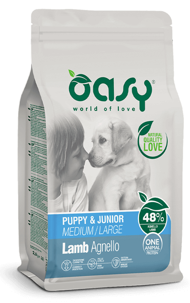 Oasy One Animal Protein Puppy e Junior Medium/Large Agnello per Cani