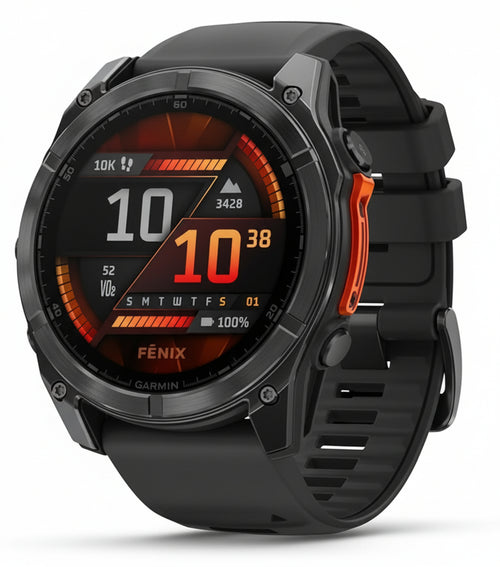 Garmin fnix 8 51 mm Multisport Smartwatch, 1.4 Inch AMOLED Touch/Button Display, Up to 29 Days Battery Life, 80+ Sport/Outdoor Apps, TOPO Cards, ECG, Telephony, Music, Torch