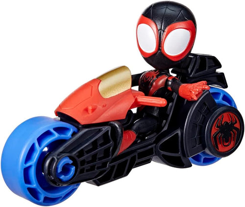 SPIDEY AND HIS AMAZING FRIENDS Marvel Hasbro, Action Figure di Miles Morales, Motocicletta Giocattolo, Giocattoli per Bambini e Bambine dai 3 Anni in su