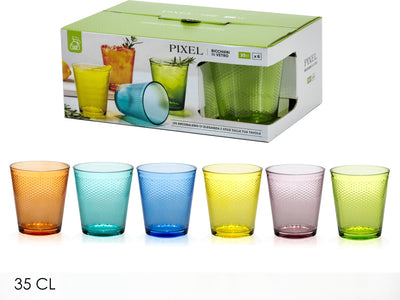 Set 6 Bicchieri Pixel 35cl 6 Assortimenti