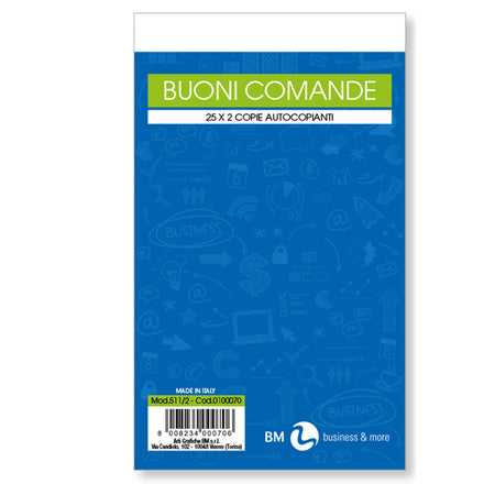 Blocco Comande 25Fogli 2 Copie Autocopiante 10X17Cm Art 511/2 Bm