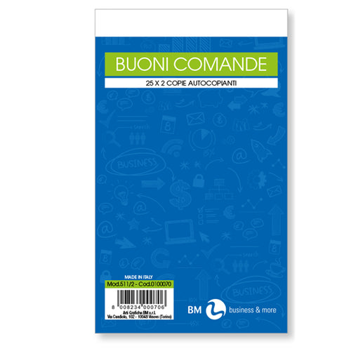 Blocco Comande 25Fogli 2 Copie Autocopiante 10X17Cm Art 511/2 Bm