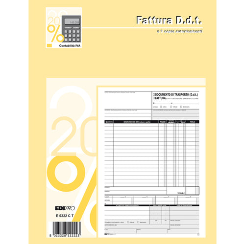 Blocco Ddt/Fattura 29.7X22Cm 33Fg 3 Copie Autoric. E5222Ct