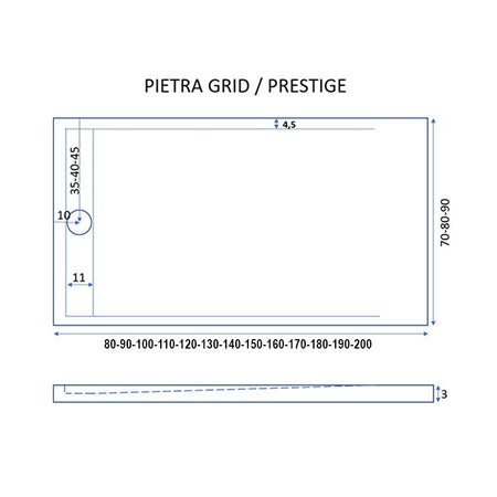 Piatto doccia in marmo resina Marrone pietra cemento GRID