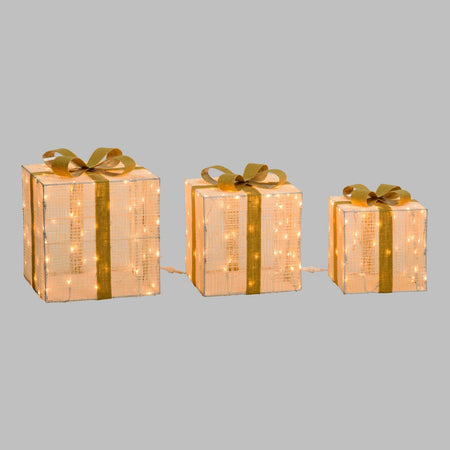 Pacchi regalo con telaio in metallo verniciato bianco per decorazioni natalizie set da 3