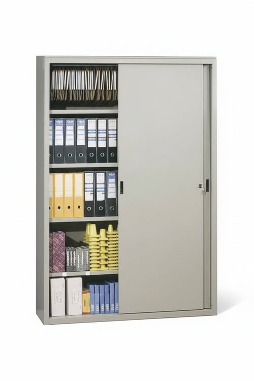 Armadio metallico ad ante scorrevoli per archiviazione colore grigio cm. 180x45x200H