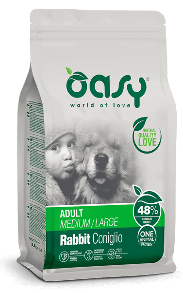 Oasy One Animal Protein Adult Medium/Large Coniglio per Cani
