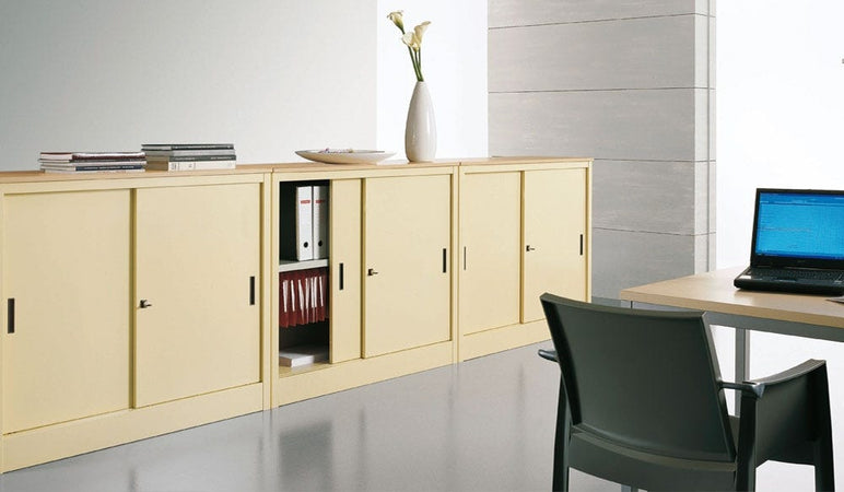 Sopralzo per armadio ad ante scorrevoli da ufficio di colore grigio cm. 180x45x85h