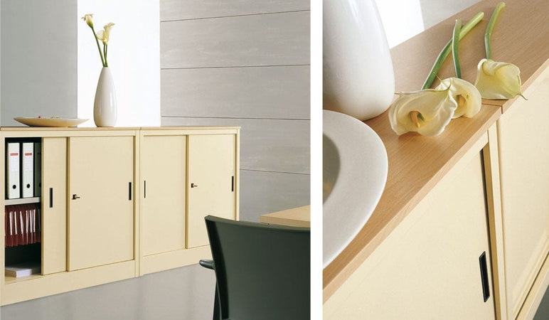 Sopralzo per armadio ad ante scorrevoli da ufficio di colore grigio cm. 180x45x85h
