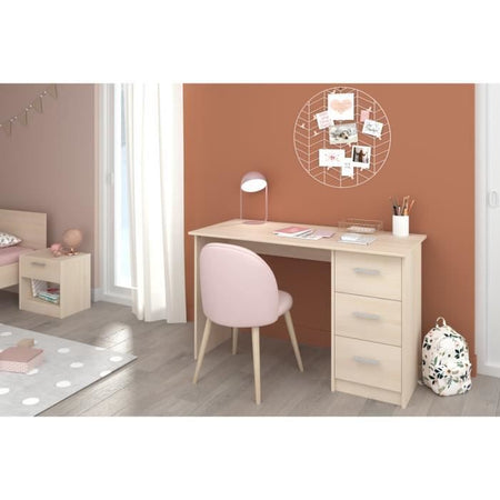 Scrivania ESSENTIELLE 3 cassetti - decoro acacia chiaro - L 121,2 x P 74,3 x H 55 cm