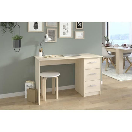 Scrivania ESSENTIELLE 3 cassetti - decoro acacia chiaro - L 121,2 x P 74,3 x H 55 cm