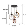 Lampadario Sospensione Metallo verniciato Stefy 3 Luci E27 Oro/Rame/Cromo