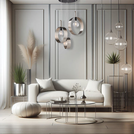 Lampadario Sospensione Metallo verniciato Stefy 3 Luci E27 Cromo/Satinato