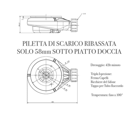 Piatto doccia in marmo resina Grigio Chiaro pietra cemento PRESTIGE
