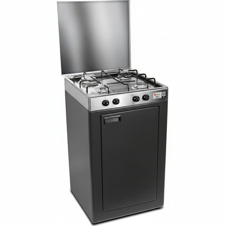 CFParker Fornello Cucina a Gas Gpl / Metano con Valvola di Sicurezza 4 Fuochi Acciaio Inox con Mobile Portabombola Grigio Grafite mod. 541ACCGPS