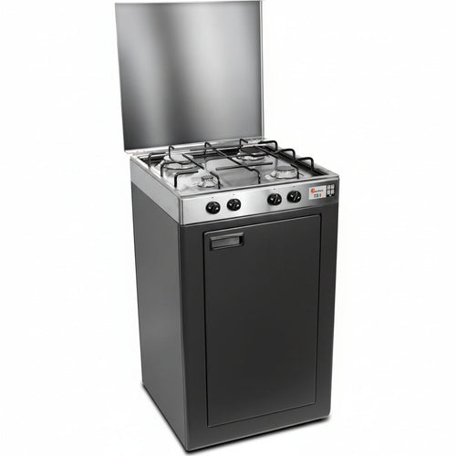 CFParker Fornello Cucina a Gas Gpl / Metano con Valvola di Sicurezza 4 Fuochi Acciaio Inox con Mobile Portabombola Grigio Grafite mod. 541ACCGPS