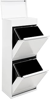 ARREGUI Top CR421-B2 Steel Waste Separation System with Storage Box with Lid 2 Compartments Waste Bin for Kitchen 2 x 23 L (46 L) 2 Compartment Waste Bin Removable Inner Bucket with Handle