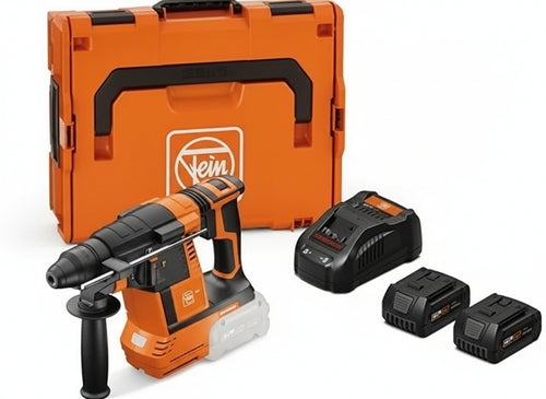 FEIN Cordless Hammer Drill ABH 18-26 AS Set 5 Ah, with SDS Plus and an Impact Energy of 2.6 Joules for Drilling in Concrete up to 26 mm, 2 Batteries 5 Ah and Charger, Brushless Motor