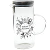 Caraffa in vetro Borosilicato decorata con scritta Salute e Benessere da 1300 mL
