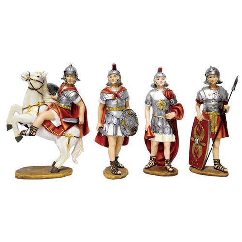 Soldati romani in poli-resina statuine per natività presepe 4 soggetti