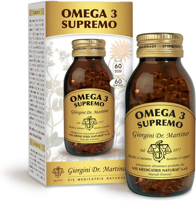 Dr Giorgini OMEGA 3 SUPREMO - 87 g - 60 Softgel Omega3 (integratore di Omega 3 con 700 mg di DHA + EPA per capsula - scorta di 2 mesi)