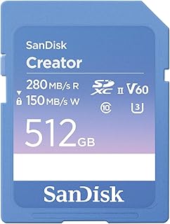 SanDisk Creator SD-UHS-II 512GB Memory Card for DSLR and Mirrorless Cameras, 6K Video, V60, UHS-II, 280MB/s Read, RescuePRO Deluxe, Adobe Creative Cloud