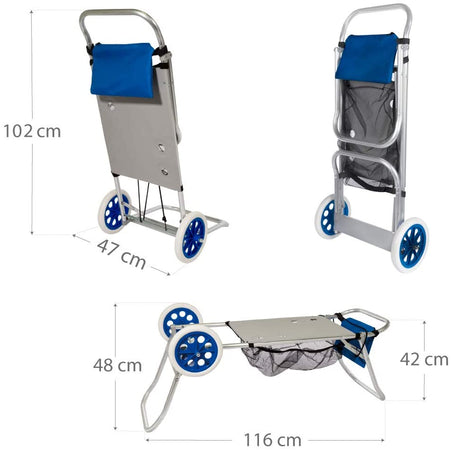 Carrello con tavolo trolley in alluminio per campeggio viaggio o spiaggia