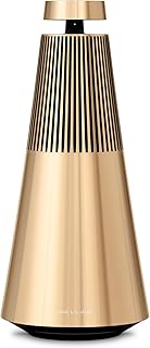 Bang & Olufsen Beosound 2 (3rd Gen) - Elegant and Powerful WiFi Home Speaker with 360 Degree Room-Filling Sound, Standing or Shelf Speaker Made of High-Quality Aluminium - Gold Tone