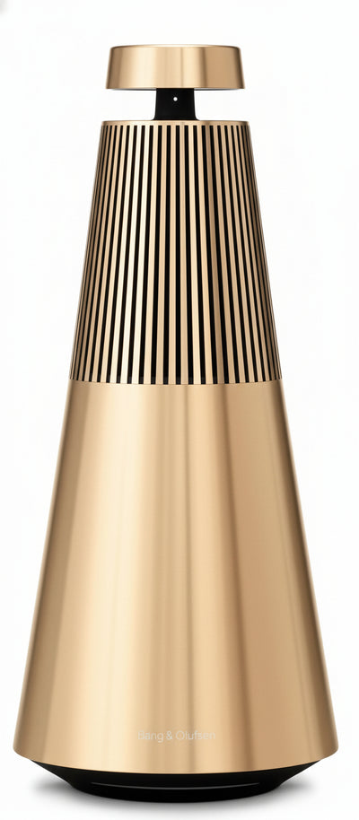 Bang & Olufsen Beosound 2 (3rd Gen) - Elegant and Powerful WiFi Home Speaker with 360 Degree Room-Filling Sound, Standing or Shelf Speaker Made of High-Quality Aluminium - Gold Tone
