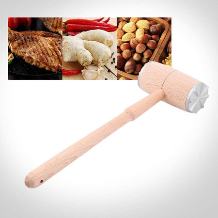 Martello batticarne in legno di faggio con testa in Alluminio h 27 cm