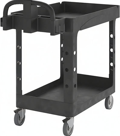 Rubbermaid Commercial Small Lipped Shelf Heavy Utility Cart - Black