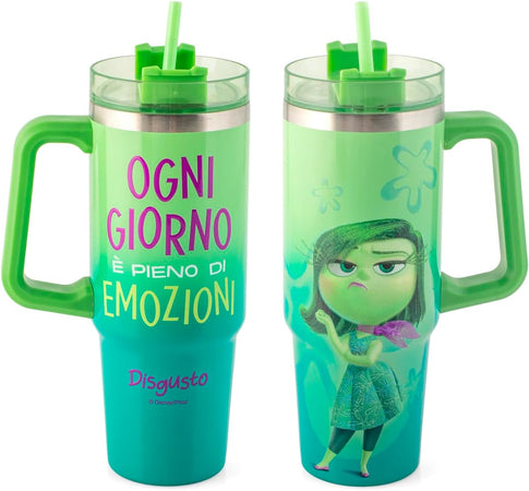 Mug termico in acciaio inox 18/10 con cannuccia inside out disgusto lt 0,9.H&H