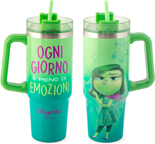 Mug termico in acciaio inox 18/10 con cannuccia inside out disgusto lt 0,9.H&H