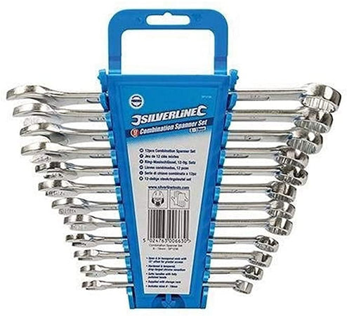 Set chiavi Silverline in acciaio temprato 12 Pezzi da 8 a 19 mm e anello esagonale 15° Silverline