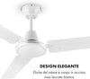 Ventilatore a soffitto con 3 pale in metallo ed interruttore da muro Ø 140 cm