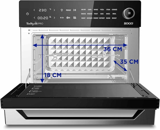 SOGO Friggitrice + forno + disidratatore + grill  30L / 1800W / timer 12h / touch control + ricettario