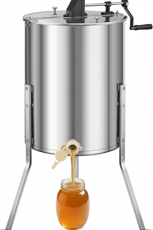 VEVOR Honey Extractor 4/8 Frame Manual Tangential Spinner with Transparent Lid, Stainless Steel Honey Extractor with Height Adjustable Stand, Honeycomb Extractor for Beekeeping