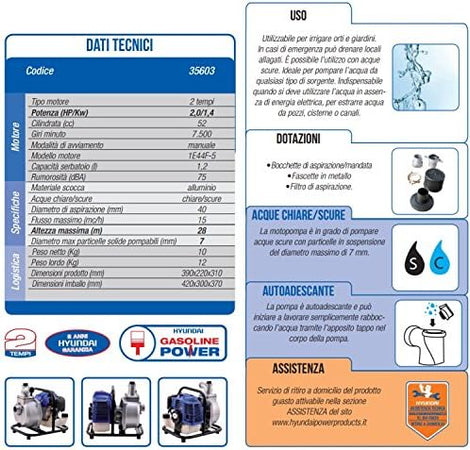 Motopompa autoadescante 'LDWP520' con motore a 2T e scocca in alluminio