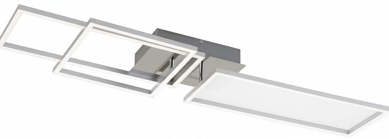 Briloner Leuchten, lampada da soffitto dimmerabile, funzione Memory, 2 moduli LED girevoli, 43,8 watt, 3.300 lumen, 3.000 Kelvin, crom, Alluminio Cromato