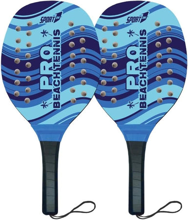 Racchetta da Beach Tennis Pro Sport con Pallina, Design Blu Ondulato, Impugnatura Ergonomica