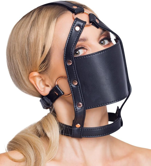 Bavaglio in pelle PU con gag nero Bad Kitty Bondage Fetish BDSM S/L regolabile