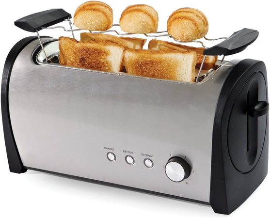 SOGO Tostapane 2 fette con finestra in vetro / 900W / una fessura larga / scongelamento e riscaldamento /