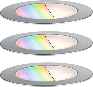 Paulmann 94752 Plug & Shine LED Bodeneinbauleuchte Floor Smart Home Zigbee 3erSet rund IP67 3x2W 3x65lm dimmbar 70mm Edelstahl RGBW seewasserresistent