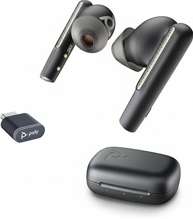 Poly Voyager Free 60 UC Cordless Earplugs (Plantronics) - Noise Cancelling Microphones - Active Noise Cancelling (ANC) - Portable Charging Case - Compatible with iPhone, Android, PC/Mac, Zoom and